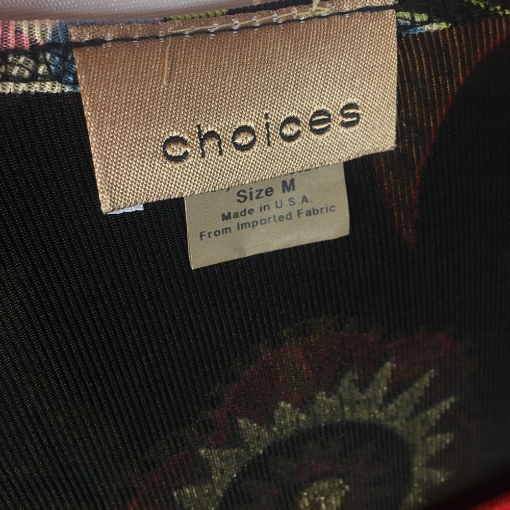 Choices | Women’s Black/Colorful Print Tie Front Blouse Top - Picture 4 of 12